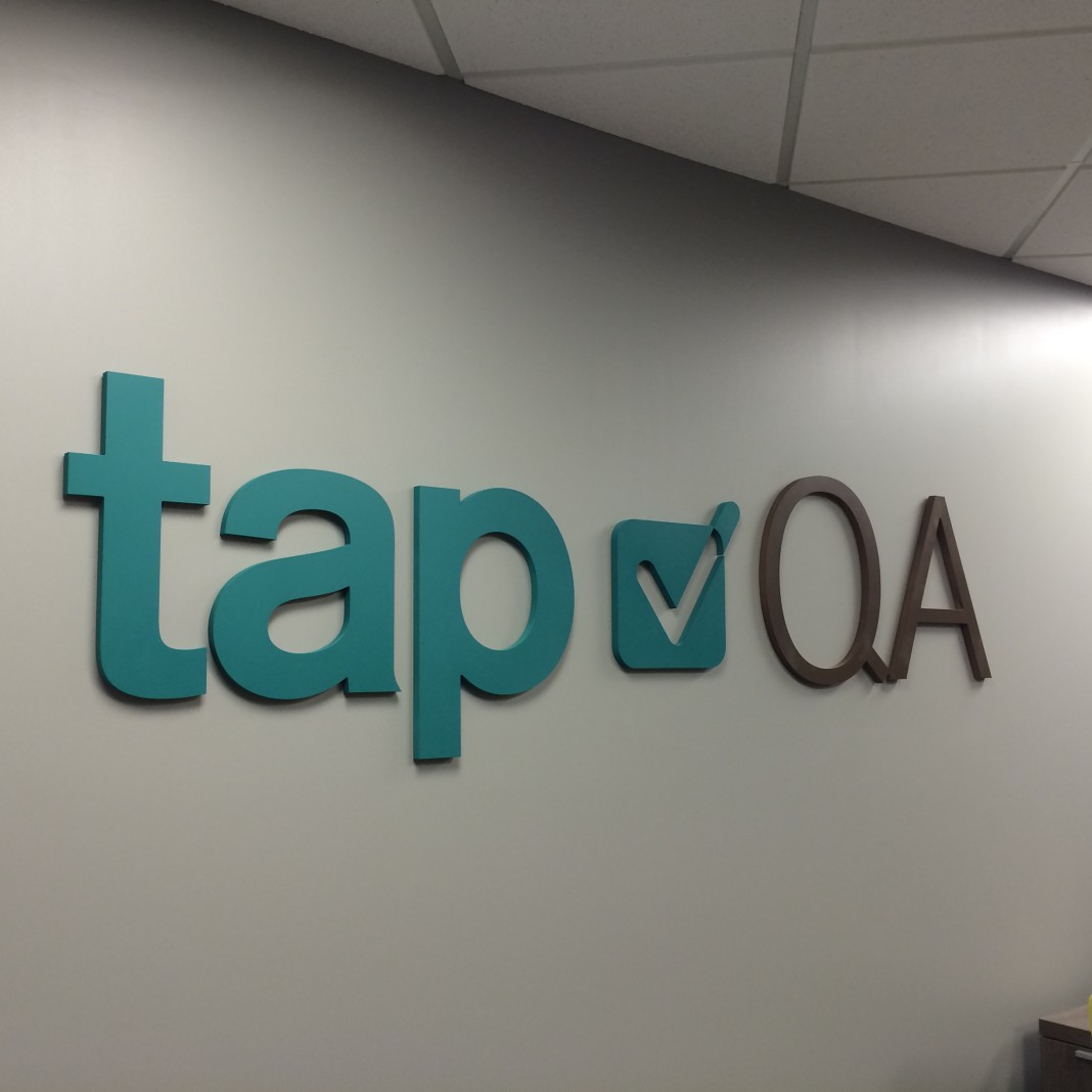 lobby signage for Tap QA