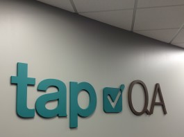 lobby signage for Tap QA